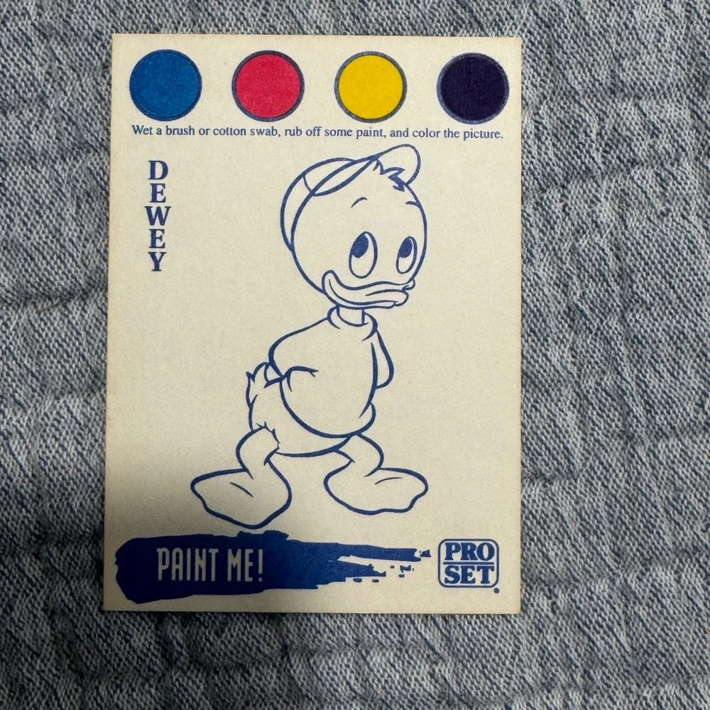 Rare Vintage Disney Pro Set Paint Me Color Me Trading‎ Card Dewey and Webby 1992